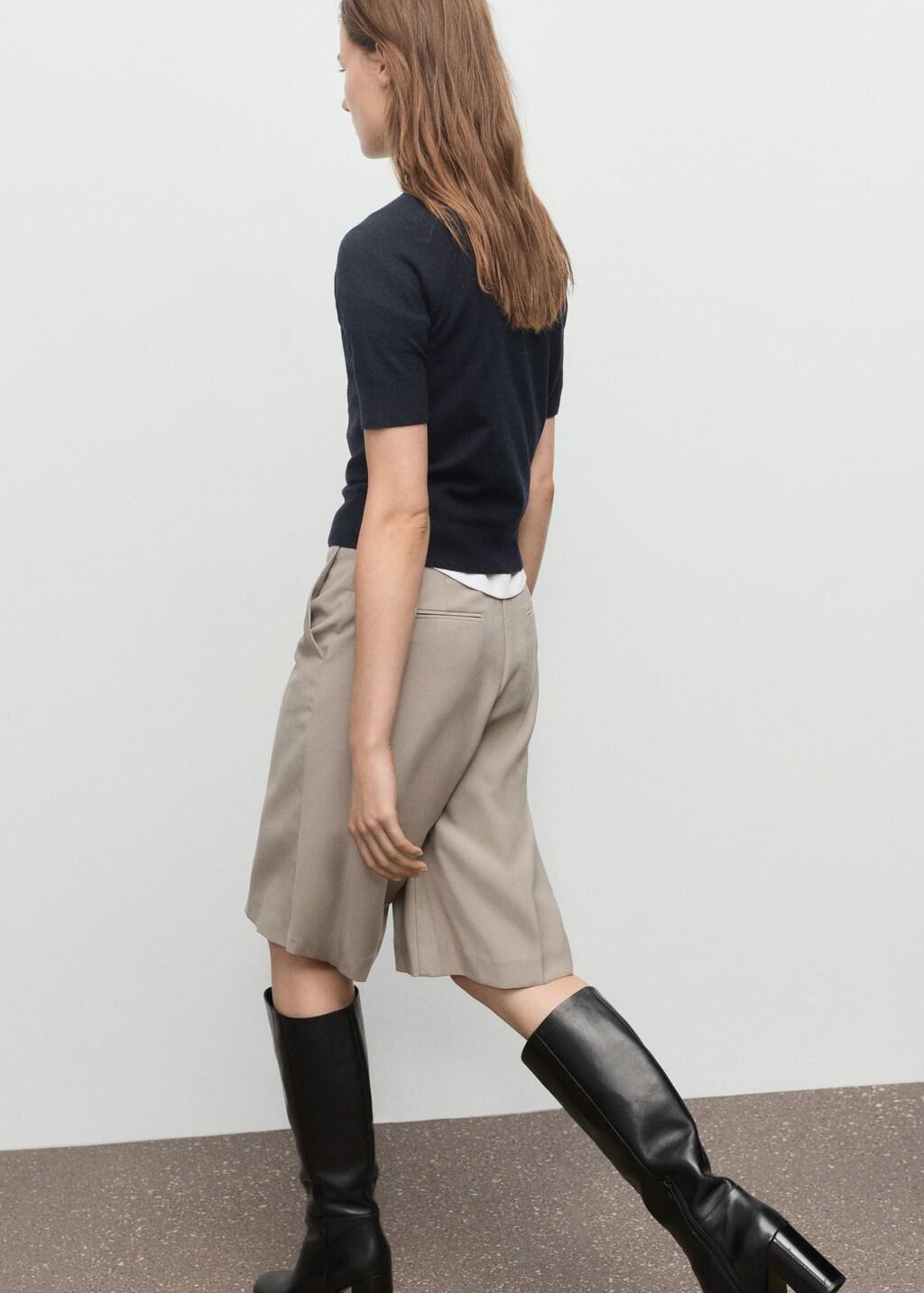 Navy Short-Sleeved Wool-Blend Sweater, 0201_56, large image number 2