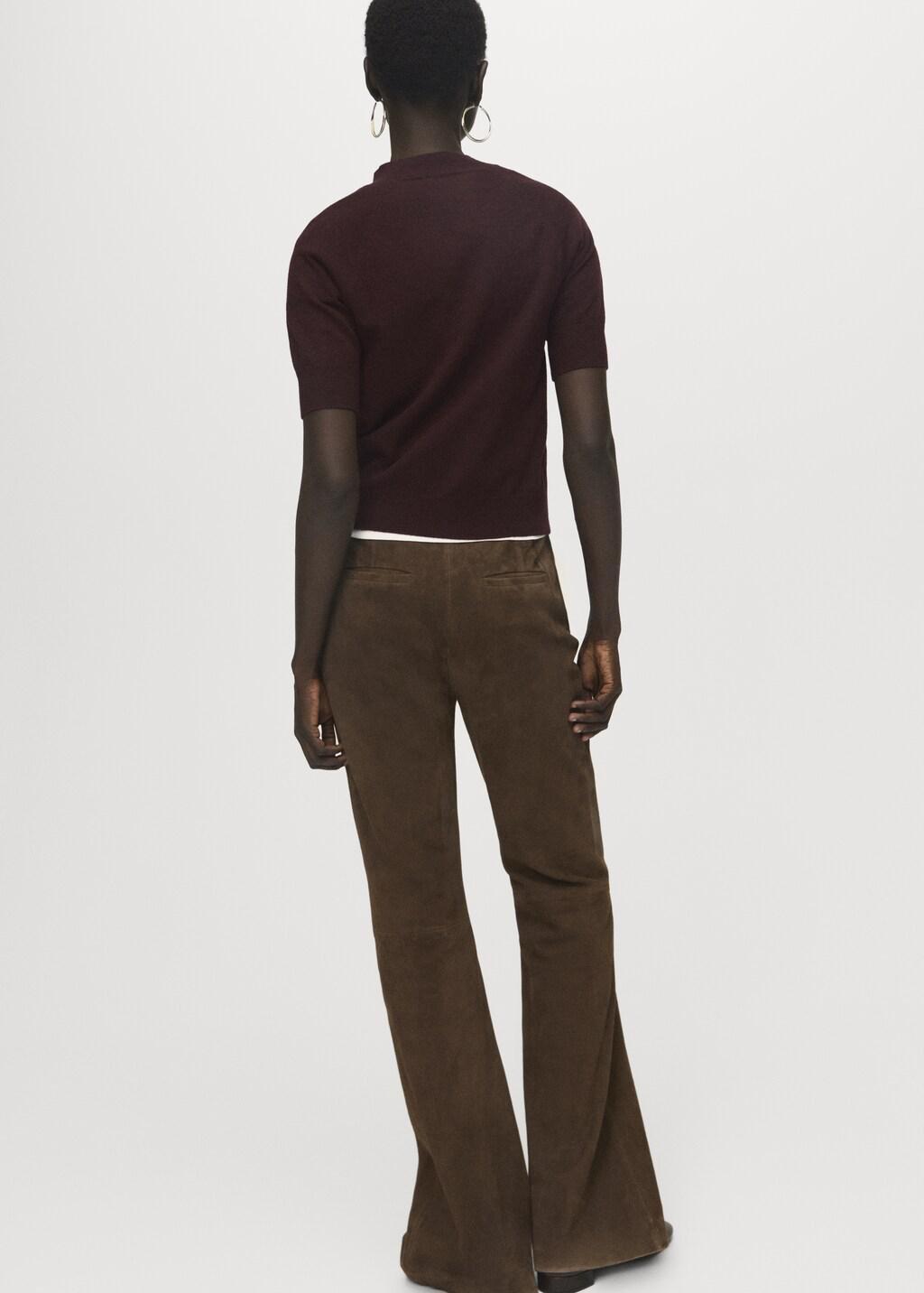 Red Short-Sleeved Wool-Blend Sweater, 0201_77, large image number 2
