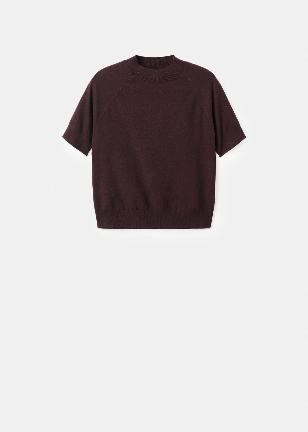 Red Short-Sleeved Wool-Blend Sweater, 0201_77, large image number 7