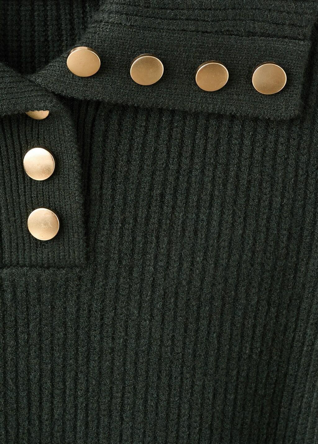 DARK GREEN Ribbed polo-neck sweater with buttons, Dark Green, medium