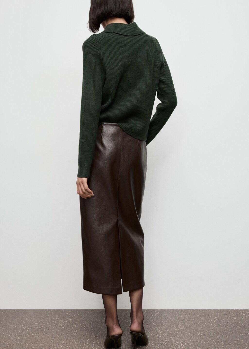 DARK GREEN Ribbed polo-neck sweater with buttons, Dark Green, medium