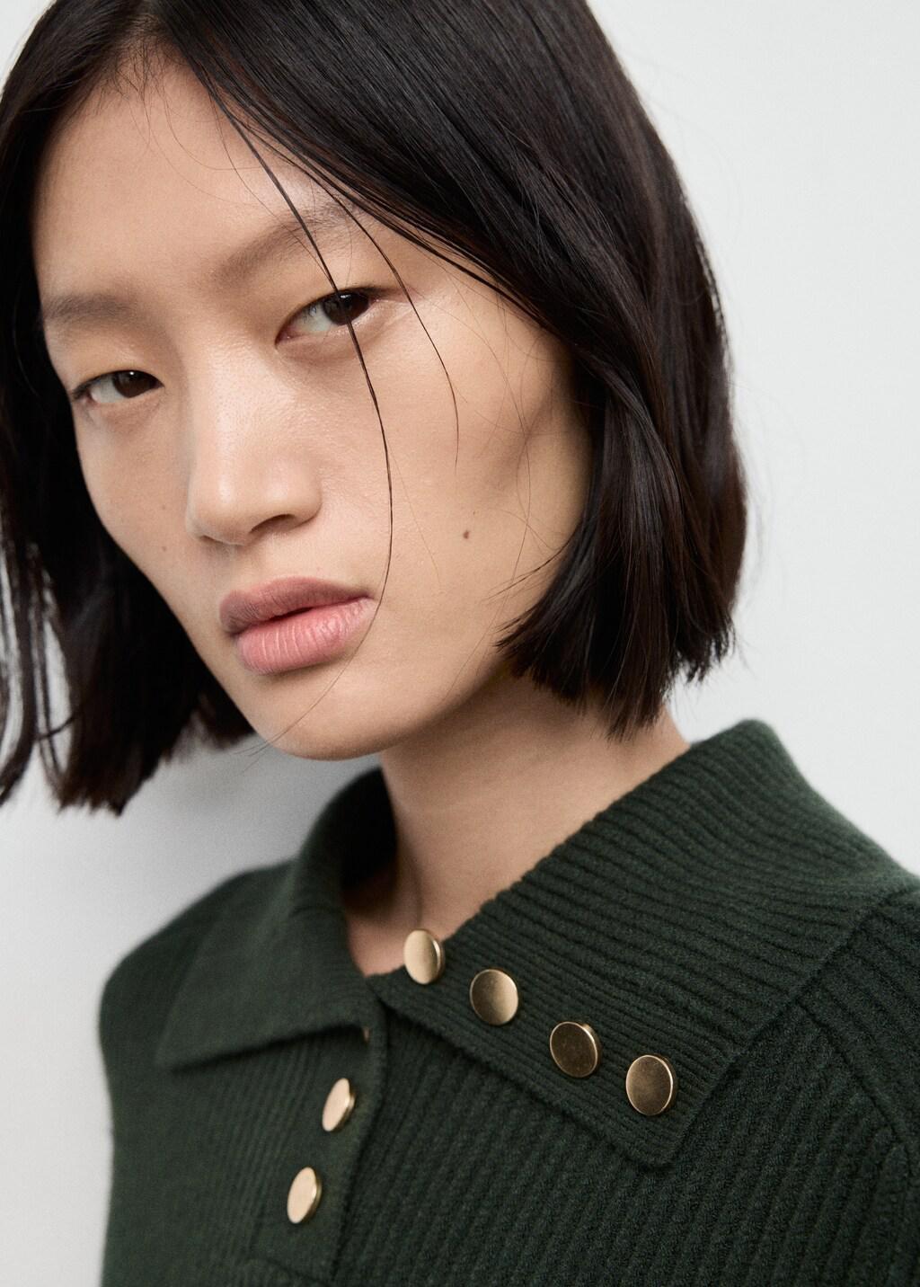 DARK GREEN Ribbed polo-neck sweater with buttons, Dark Green, large image number 4