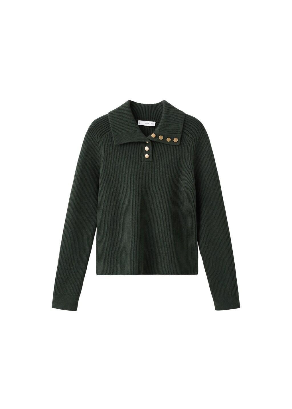 DARK GREEN Ribbed polo-neck sweater with buttons, Dark Green, large image number 6