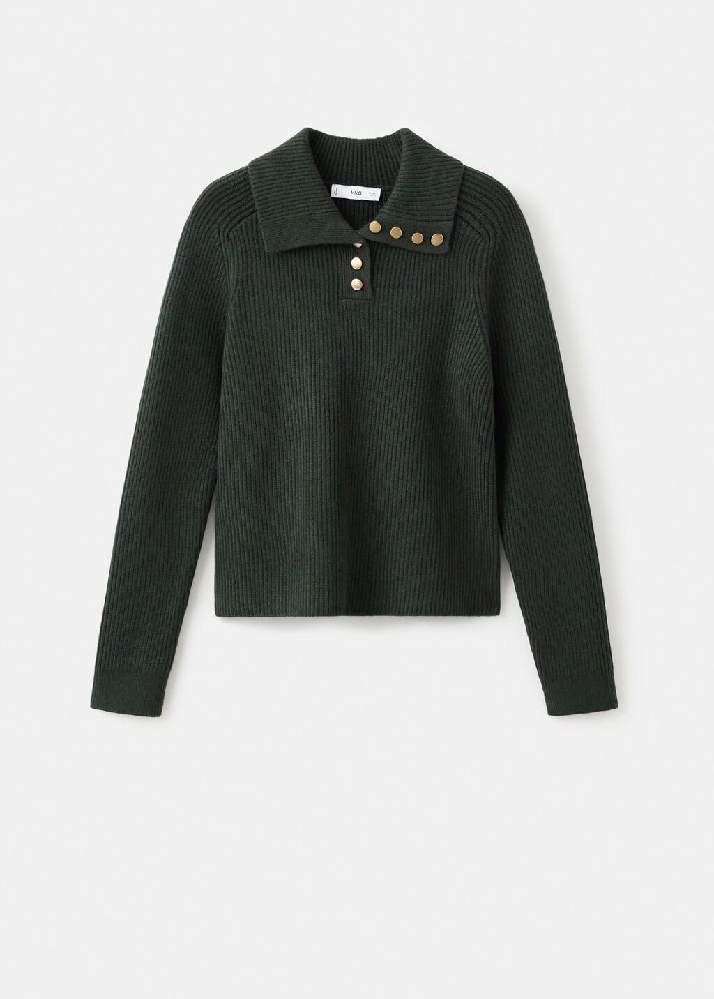 DARK GREEN Ribbed polo-neck sweater with buttons, Dark Green, large image number 7