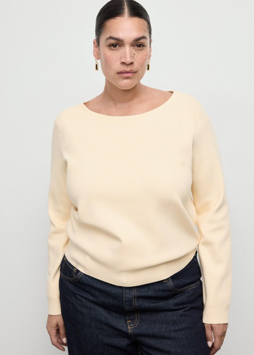 Yellow Fine-Knit Sweater, 0201_10, large image number 5