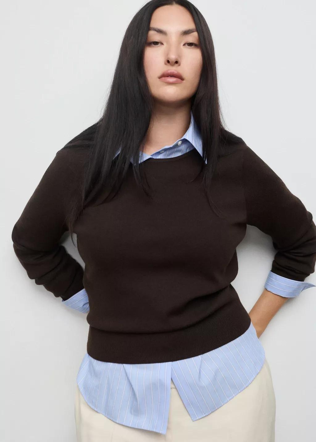 Brown Fine-Knit Sweater, 0201_32, large image number 5