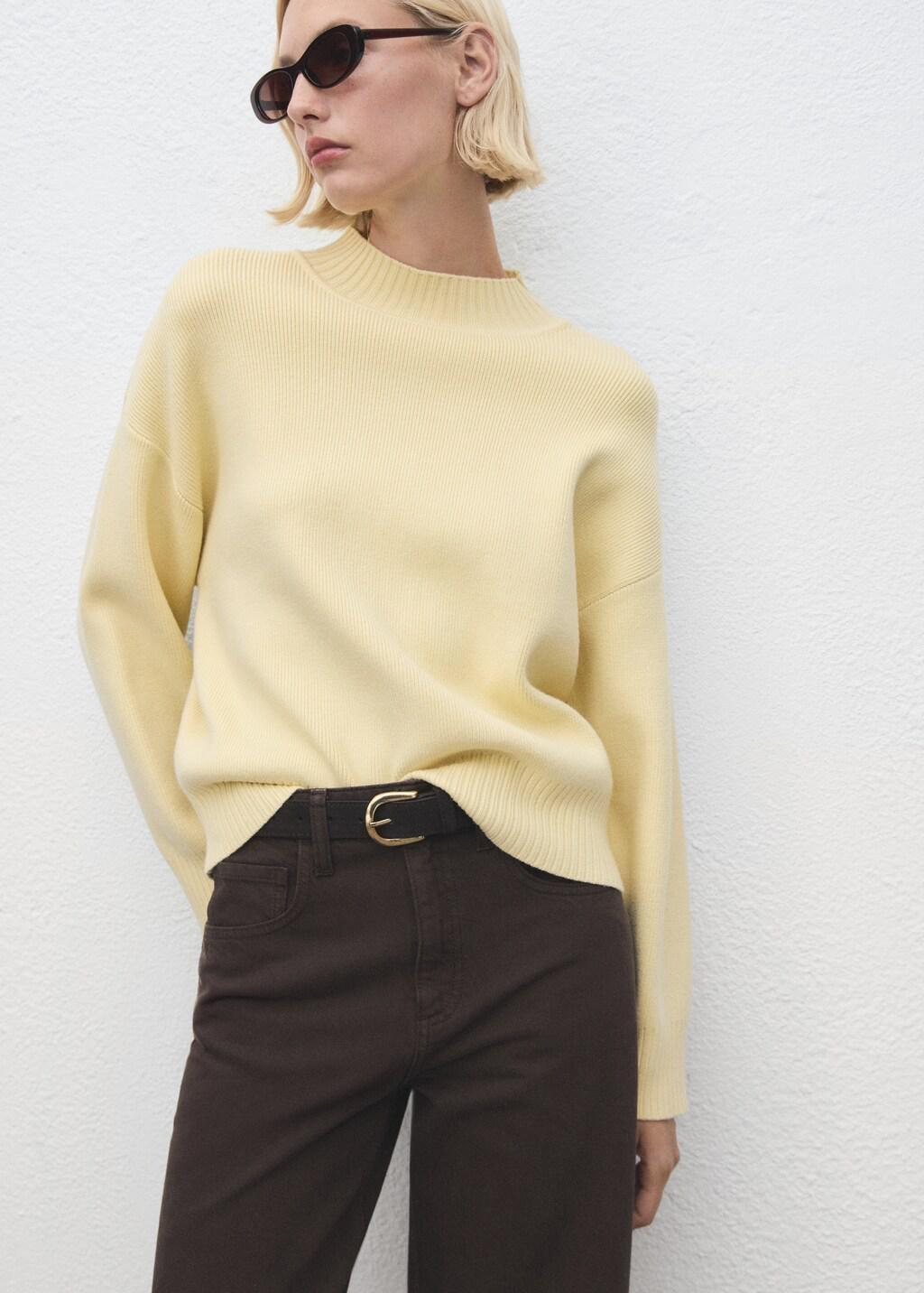 Yellow High Collar Sweater, Yellow, large image number 3