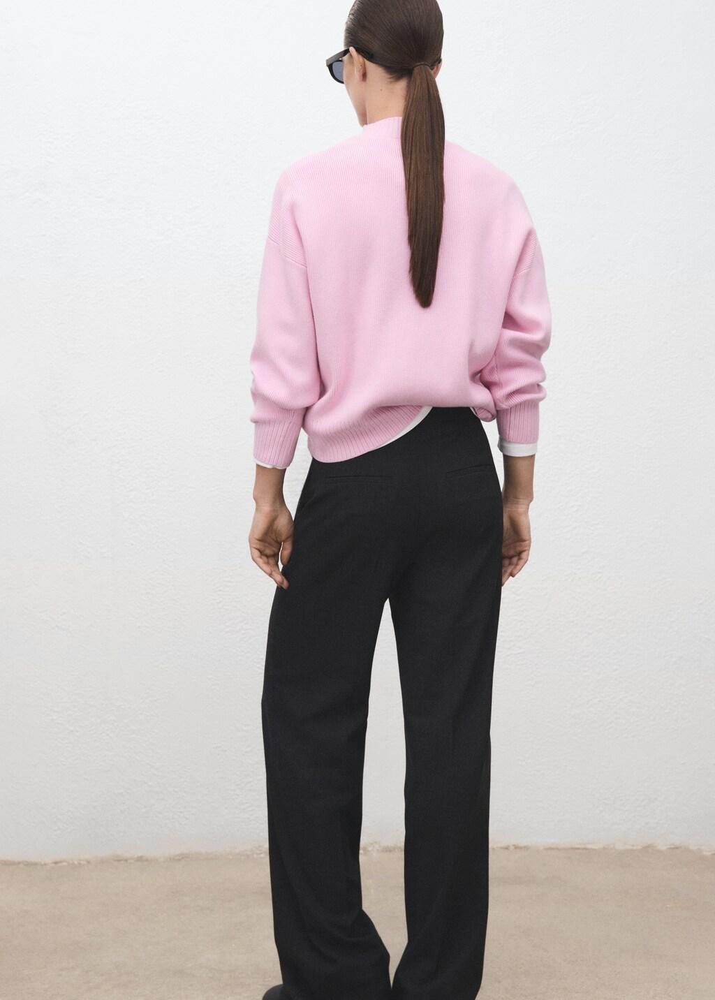 Pink High Collar Sweater, 0201_85, large image number 2