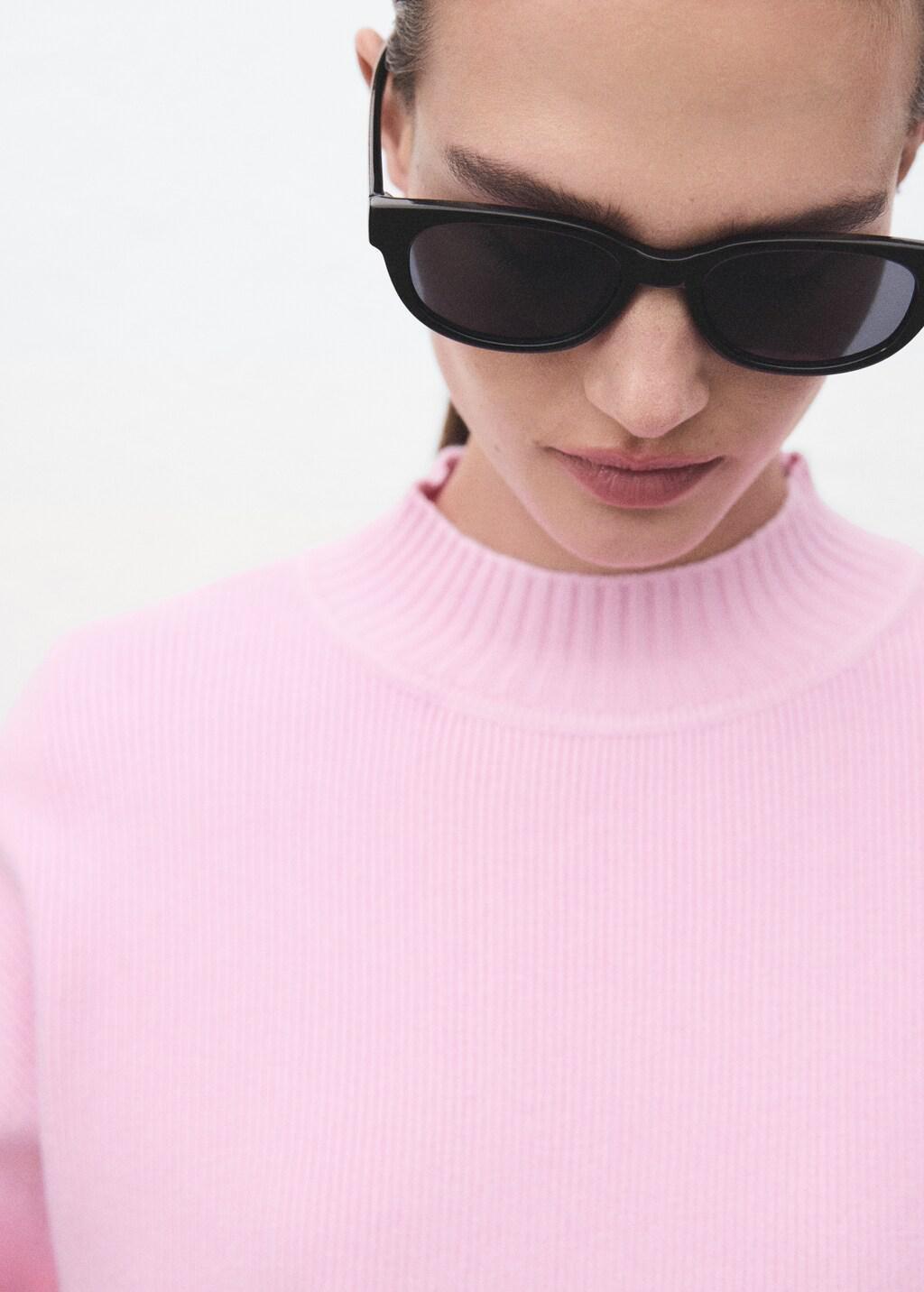 Pink High Collar Sweater, 0201_85, large image number 4