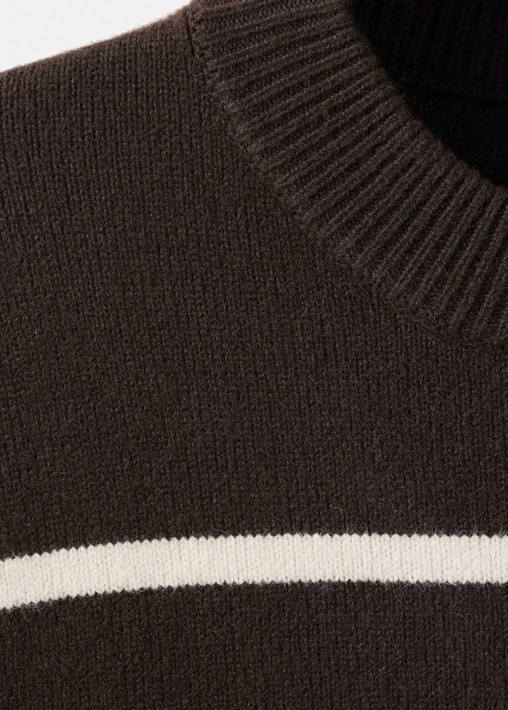 Brown Knit Striped Sweater, Dark Brown, large image number 1