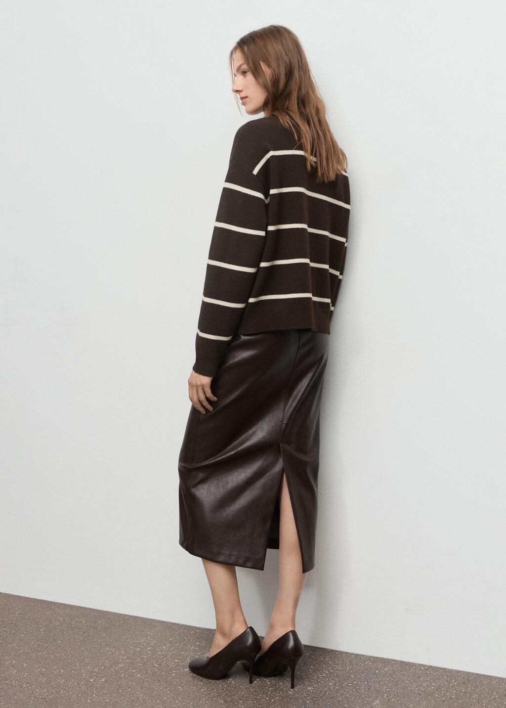 Brown Knit Striped Sweater, Dark Brown, large image number 2