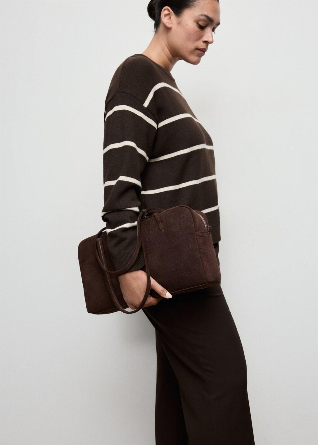 Brown Knit Striped Sweater, Dark Brown, large image number 6