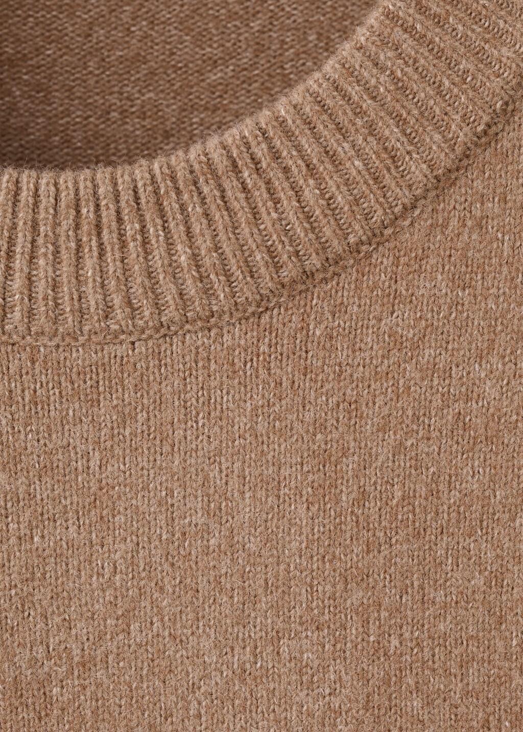 Brown Round-Neck Knitted Sweater, Medium Brown, large image number 1