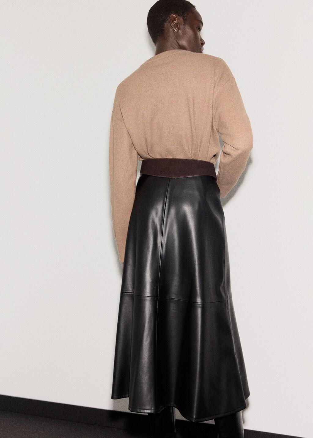 Brown Round-Neck Knitted Sweater, Medium Brown, large image number 2