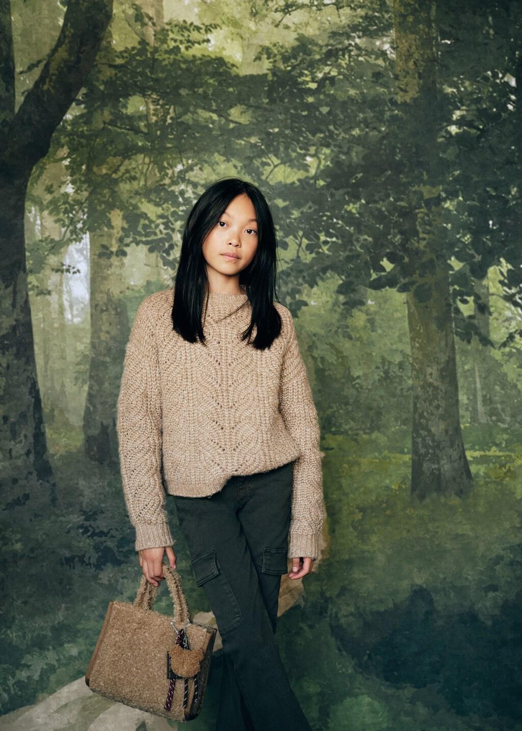 MEDIUM BROWN Chunky-knit sweater, Kids Girl, Medium Brown, large image number 3