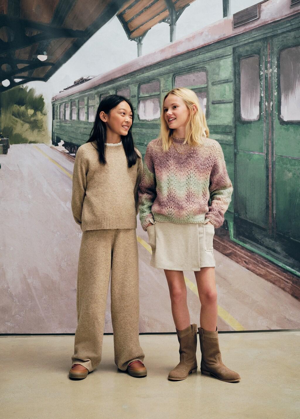 PINK Multi-coloured knit sweater, Kids Girl, Pink, large image number 5