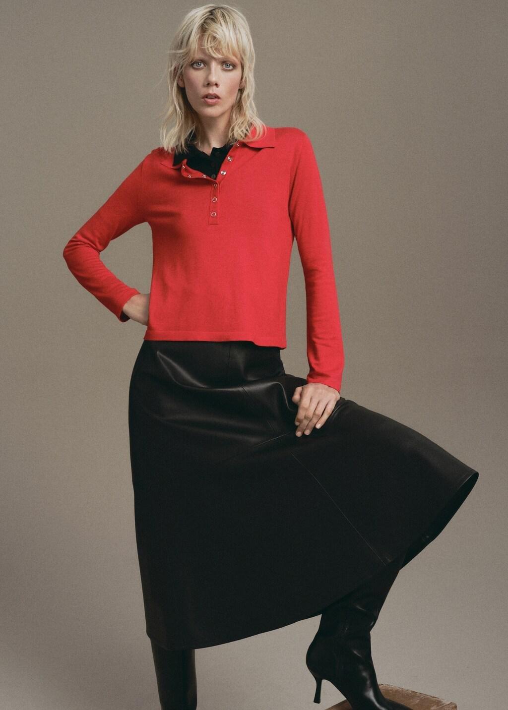 RED Long-sleeved polo-neck sweater, 0201_70, large image number 4