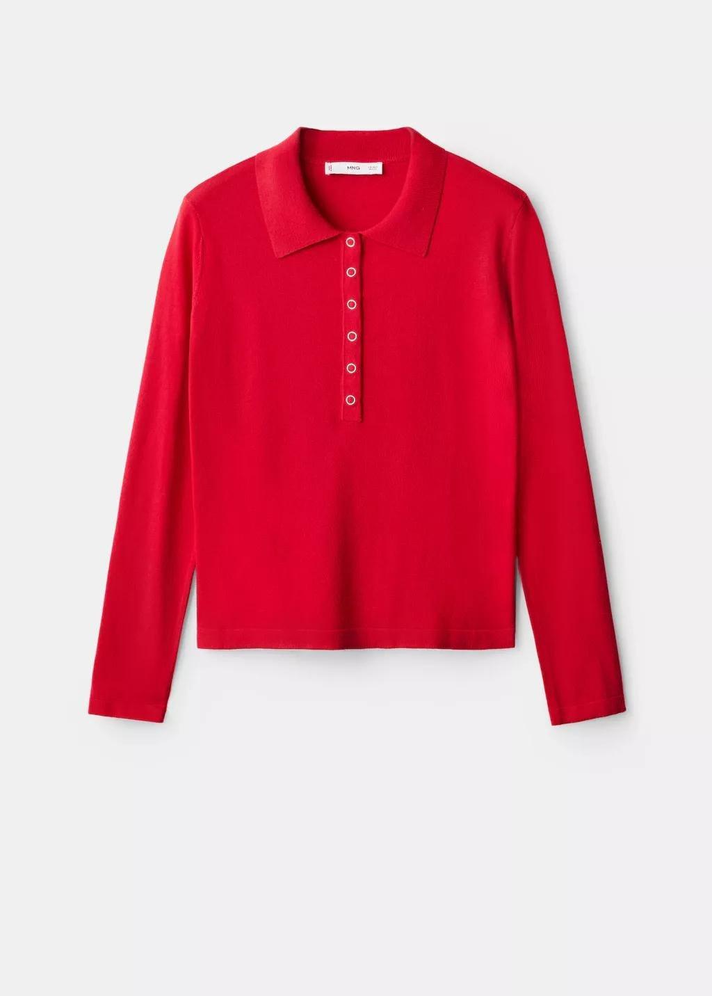 RED Long-sleeved polo-neck sweater, 0201_70, large image number 6