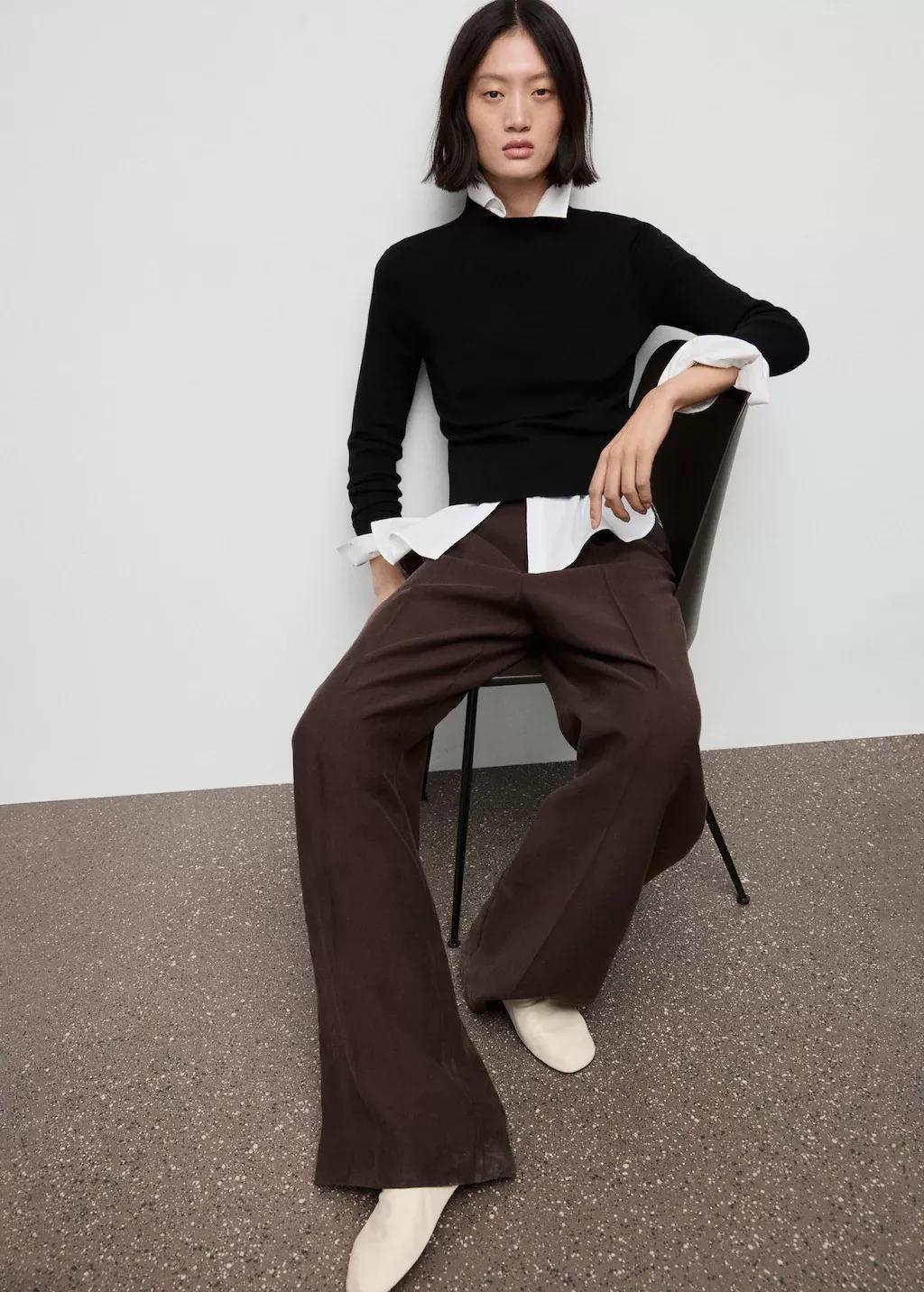 BLACK Fitted sweater with perkins neck, 0201_99, large image number 0