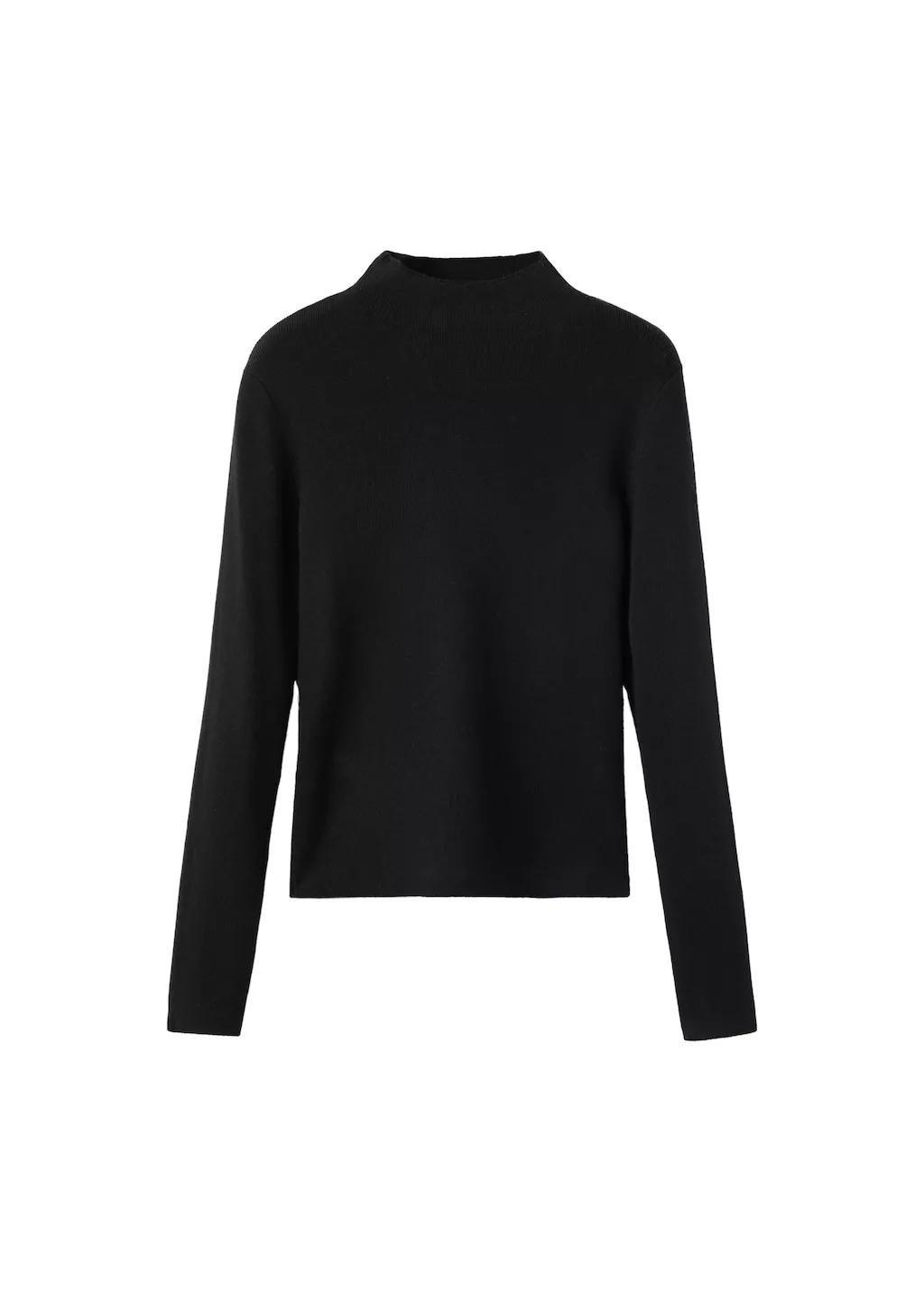 BLACK Fitted sweater with perkins neck, 0201_99, large image number 6