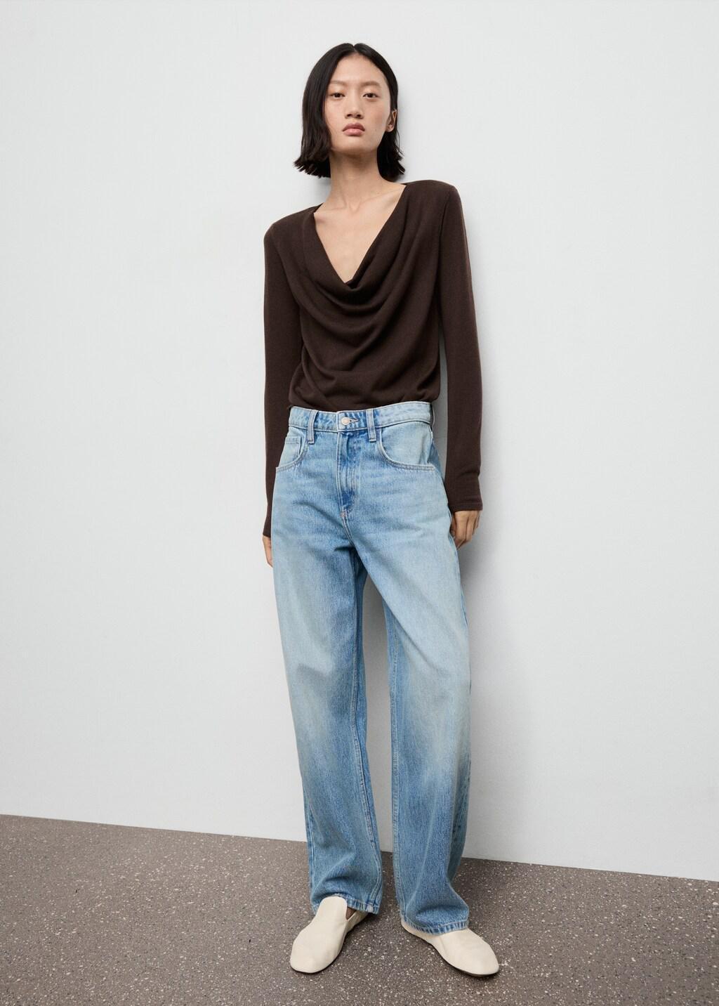DARK BROWN Draped-neck sweater, 0201_32, large image number 0