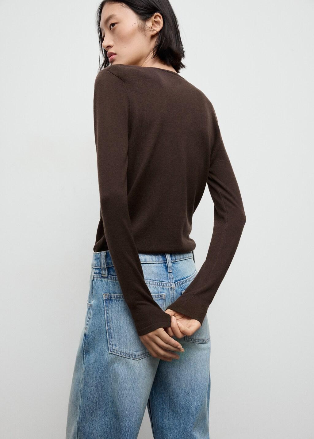 DARK BROWN Draped-neck sweater, 0201_32, medium