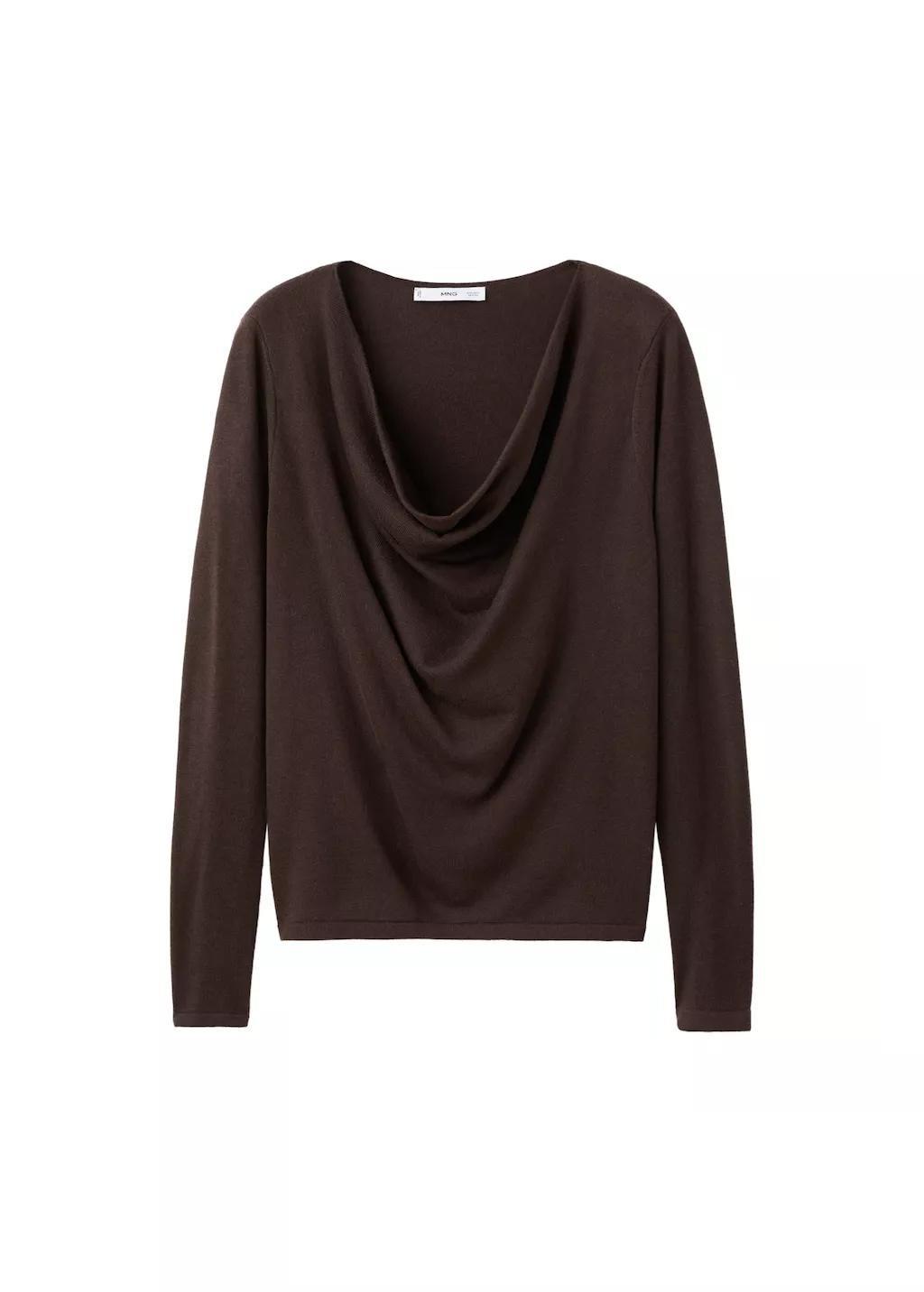 DARK BROWN Draped-neck sweater, 0201_32, large image number 6