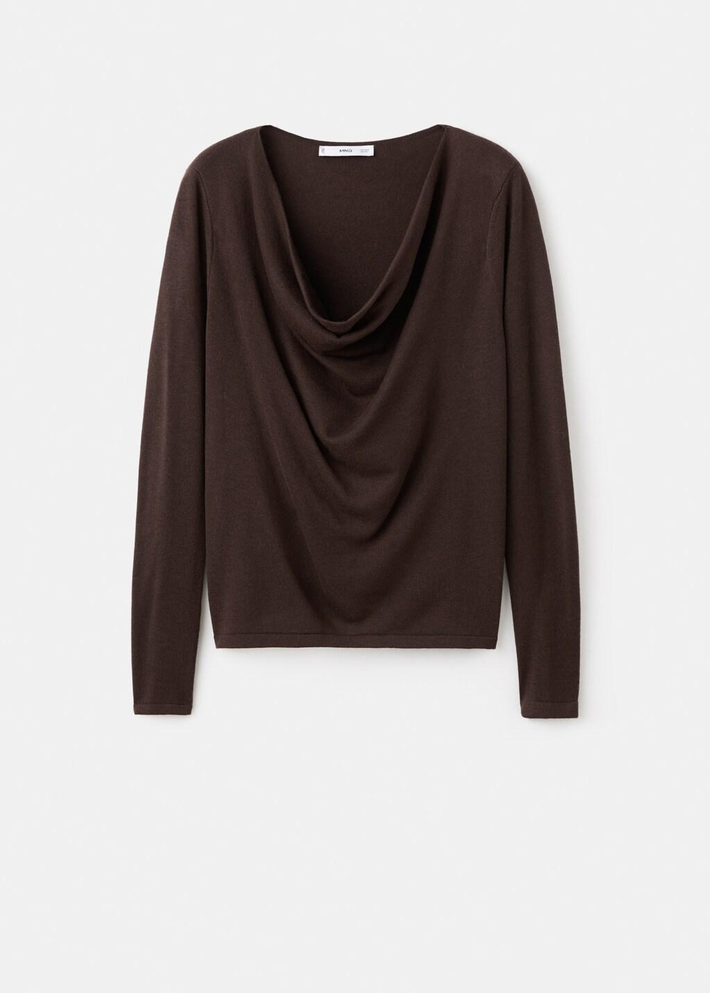 DARK BROWN Draped-neck sweater, 0201_32, large image number 7
