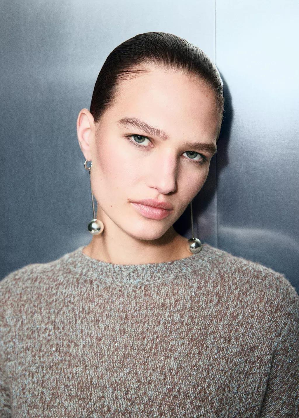 Blue Lt Pastel Speckled Lurex Knitted Sweater, Light-Pastel Blue, large image number 4