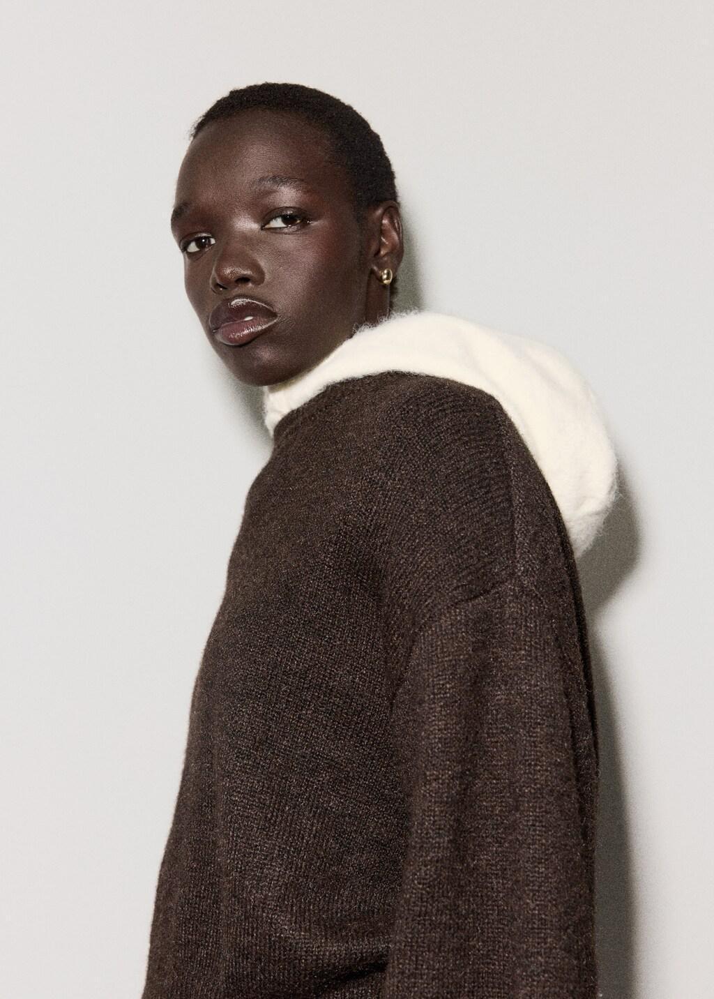 Brown Oversize Knit Sweater, Dark Brown, large image number 3