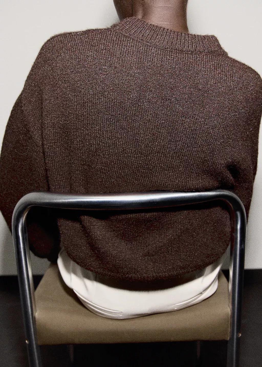 Brown Oversize Knit Sweater, Dark Brown, large image number 5