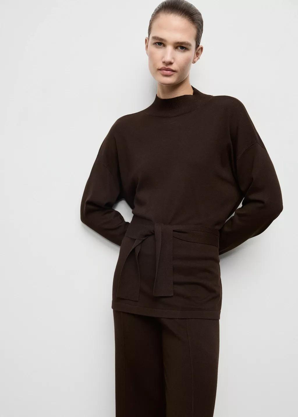 DARK BROWN Knot detail sweater, 0201_32, large image number 3