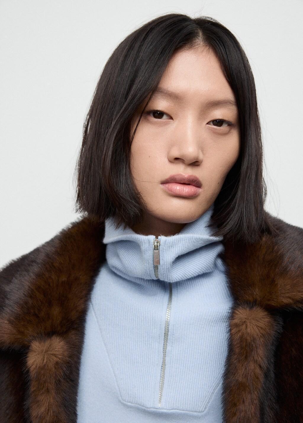 Blue Turtleneck Sweater With Zip, 0201_50, large image number 4