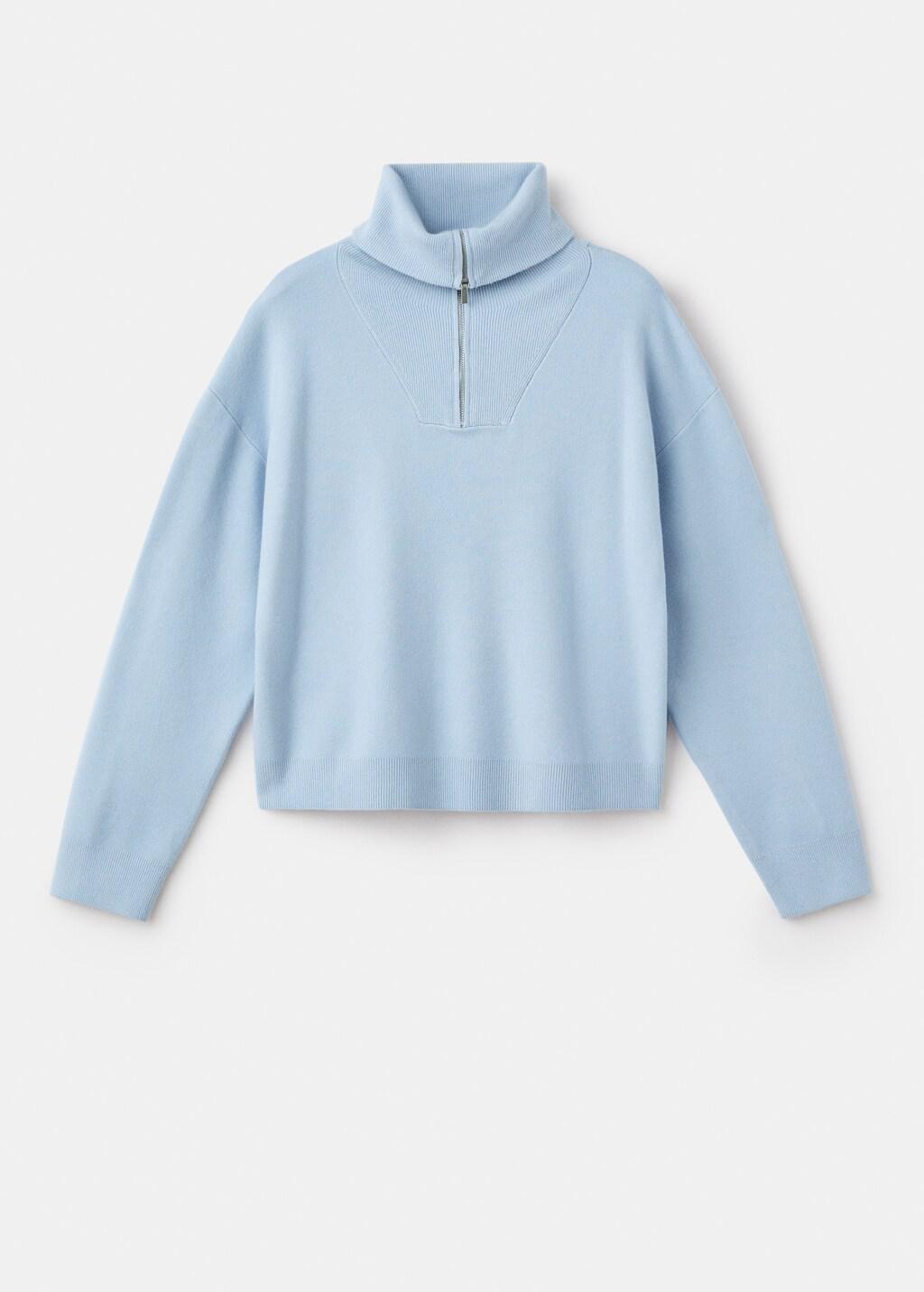 Blue Turtleneck Sweater With Zip, 0201_50, large image number 6