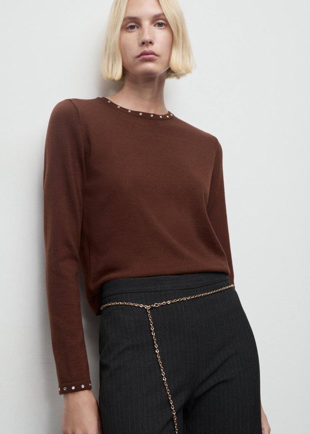 BROWN Studded knitted sweater, 0201_30, large image number 3