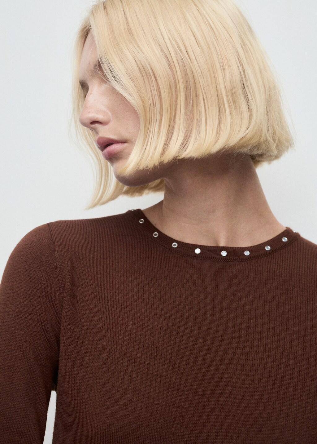 BROWN Studded knitted sweater, 0201_30, large image number 4