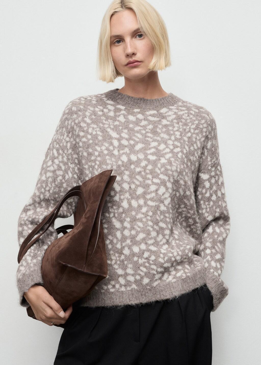 LIGHT BEIGE Animal print sweater, Light Beige, large image number 3