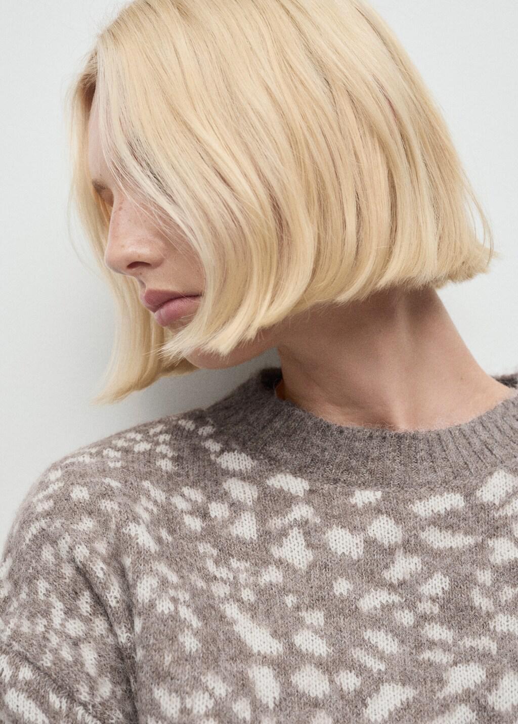 LIGHT BEIGE Animal print sweater, Light Beige, large image number 4