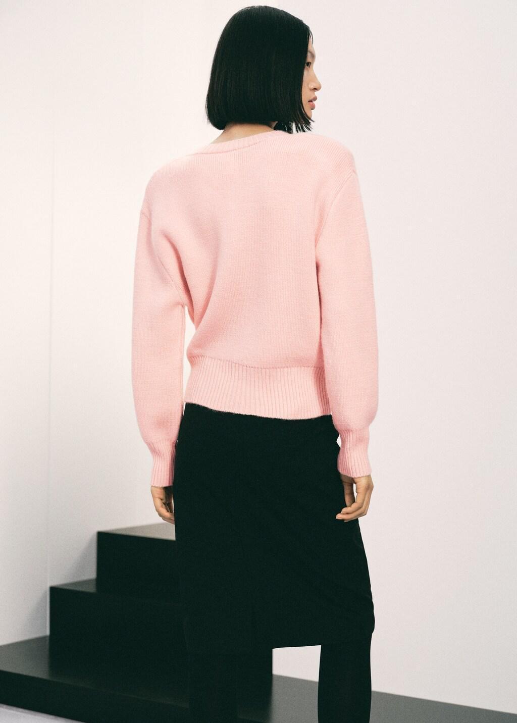 LT-PASTEL PINK V-neck knit sweater, Light-Pastel Pink, large image number 2