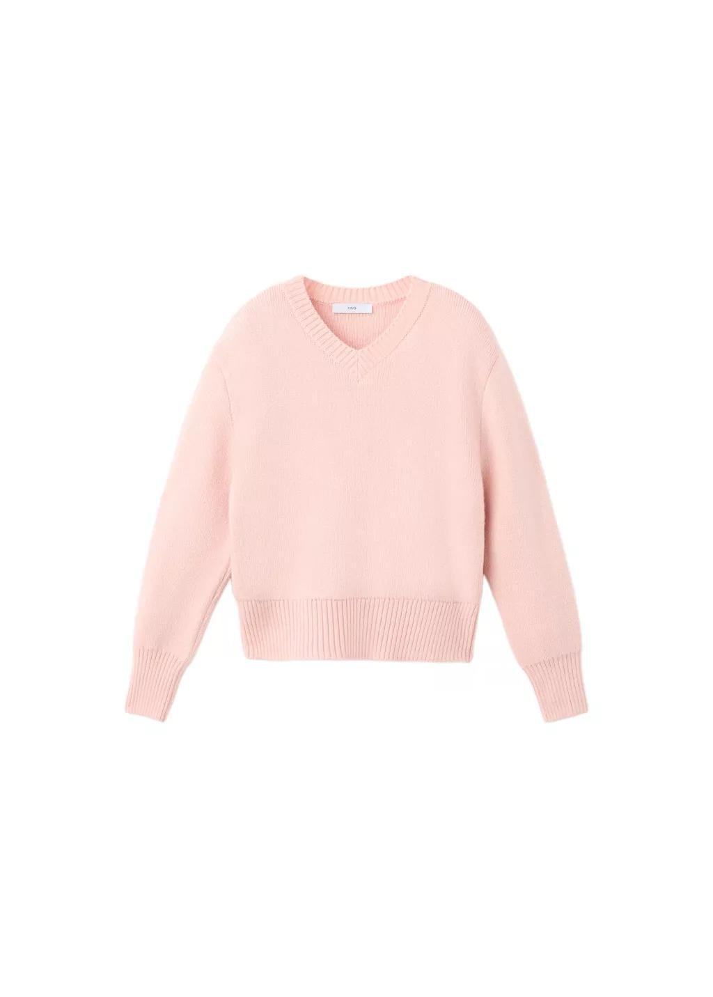 LT-PASTEL PINK V-neck knit sweater, Light-Pastel Pink, large image number 6