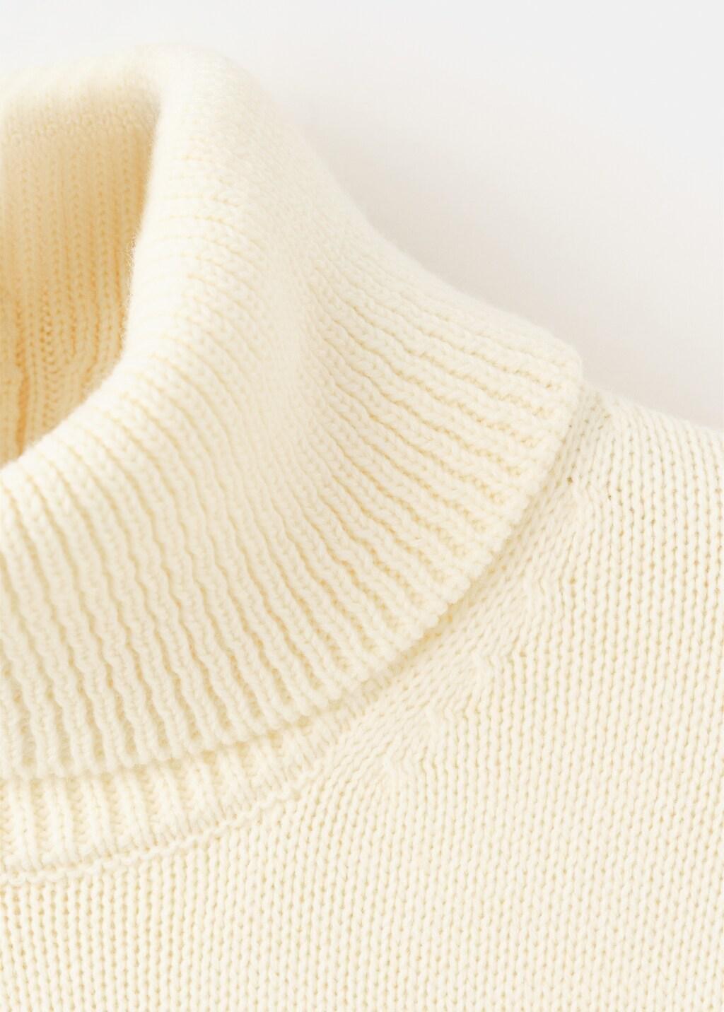 Beige Turtleneck Sweater With Slits, Light Beige, large image number 5