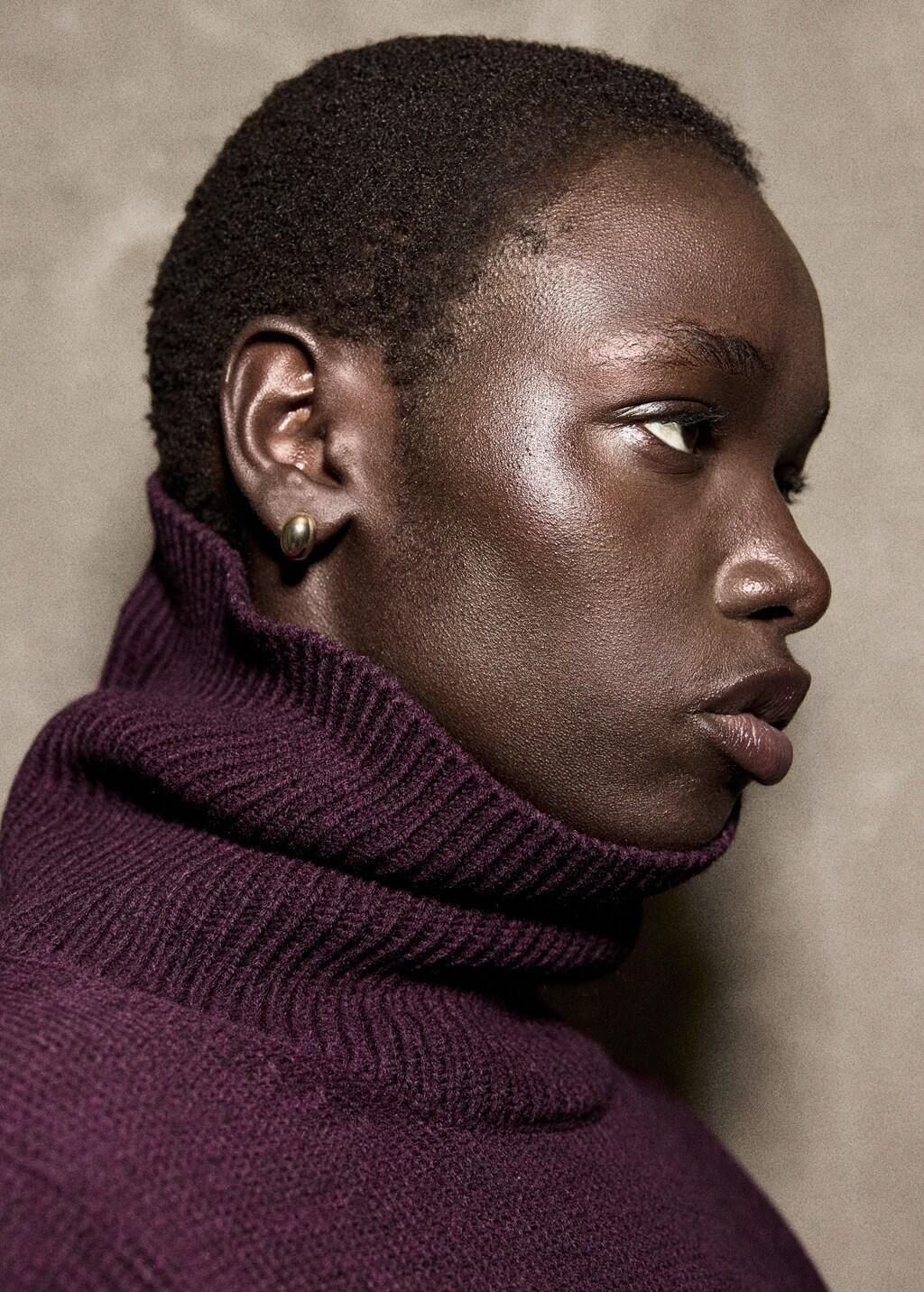 Red Turtleneck Sweater With Slits, Dark Red, large image number 6