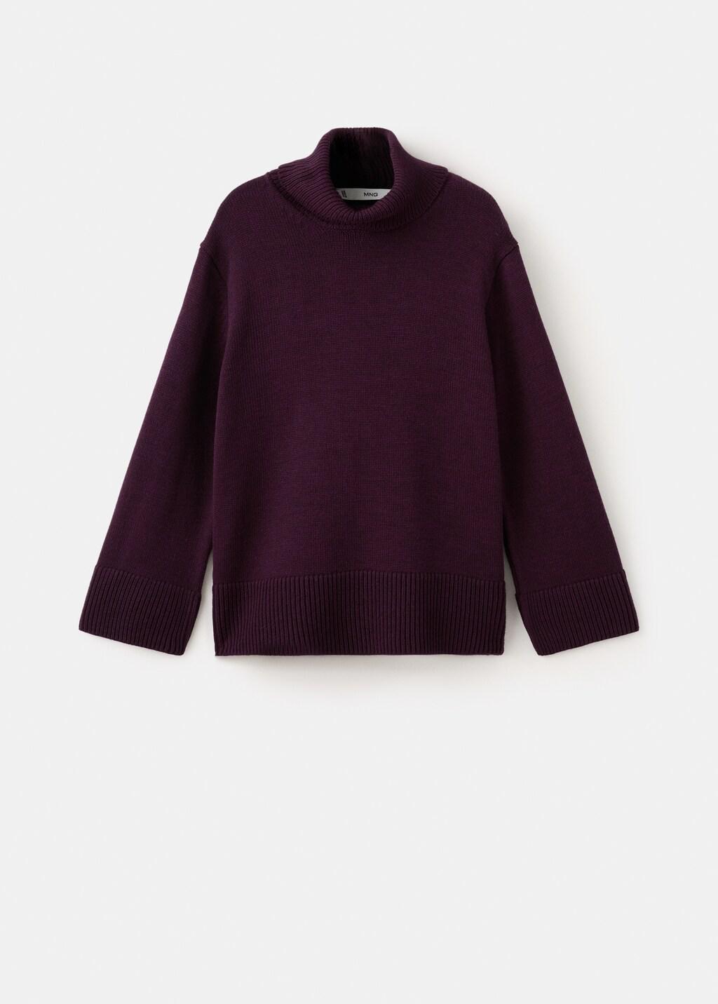 Red Turtleneck Sweater With Slits, Dark Red, large image number 7