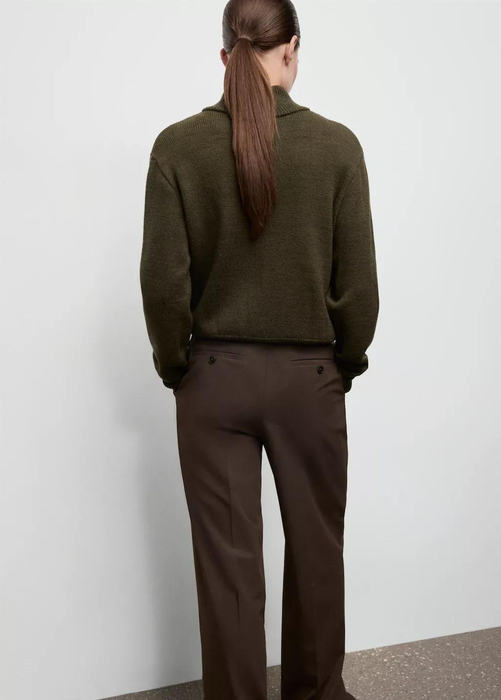 BEIGE - KHAKI Perkins-neck sweater with button, 0201_37, medium