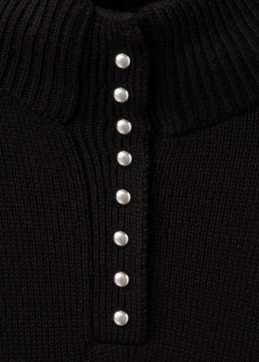 BLACK Perkins-neck sweater with button, 0201_99, medium