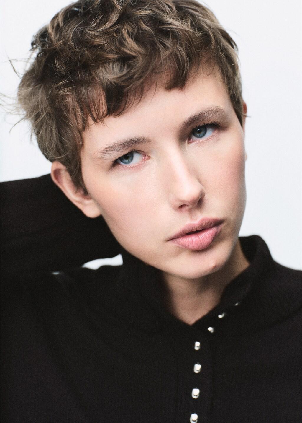 BLACK Perkins-neck sweater with button, 0201_99, large image number 3