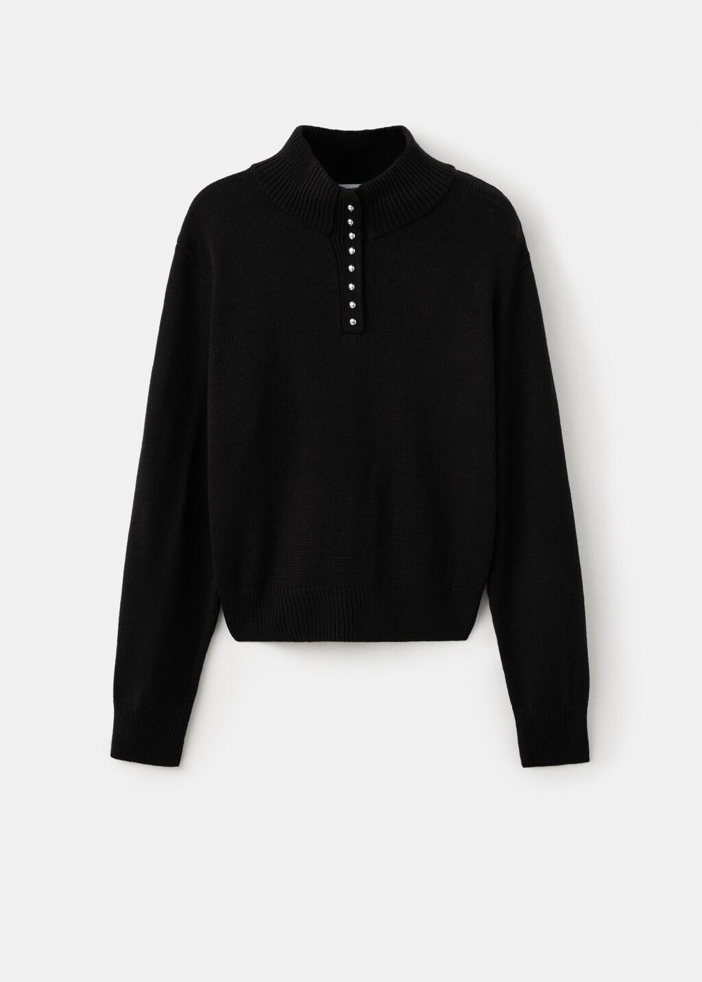 BLACK Perkins-neck sweater with button, 0201_99, large image number 5