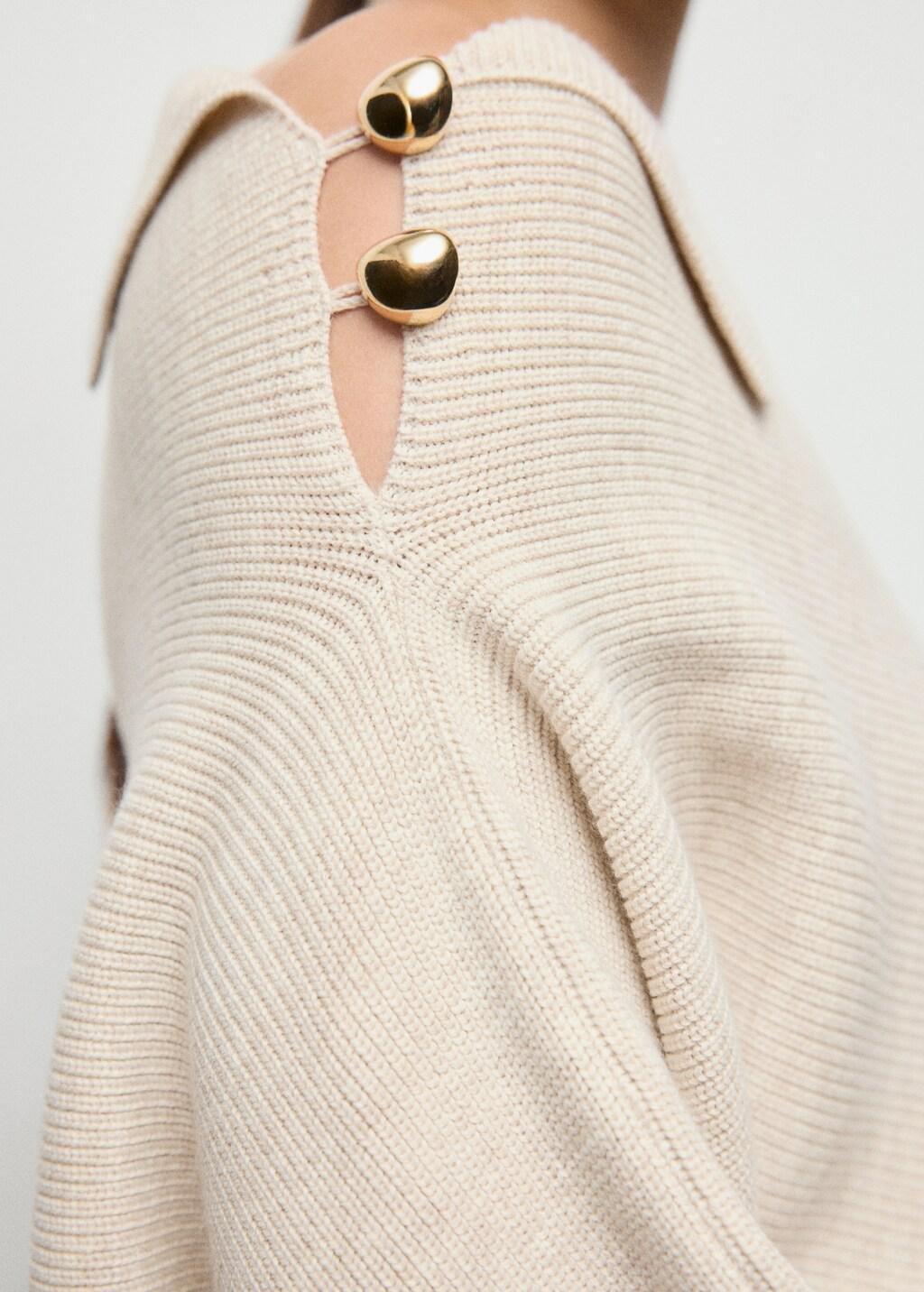 LIGHT BEIGE Sweater with asymmetrical neck and jewel buttons, 0201_08, large image number 3