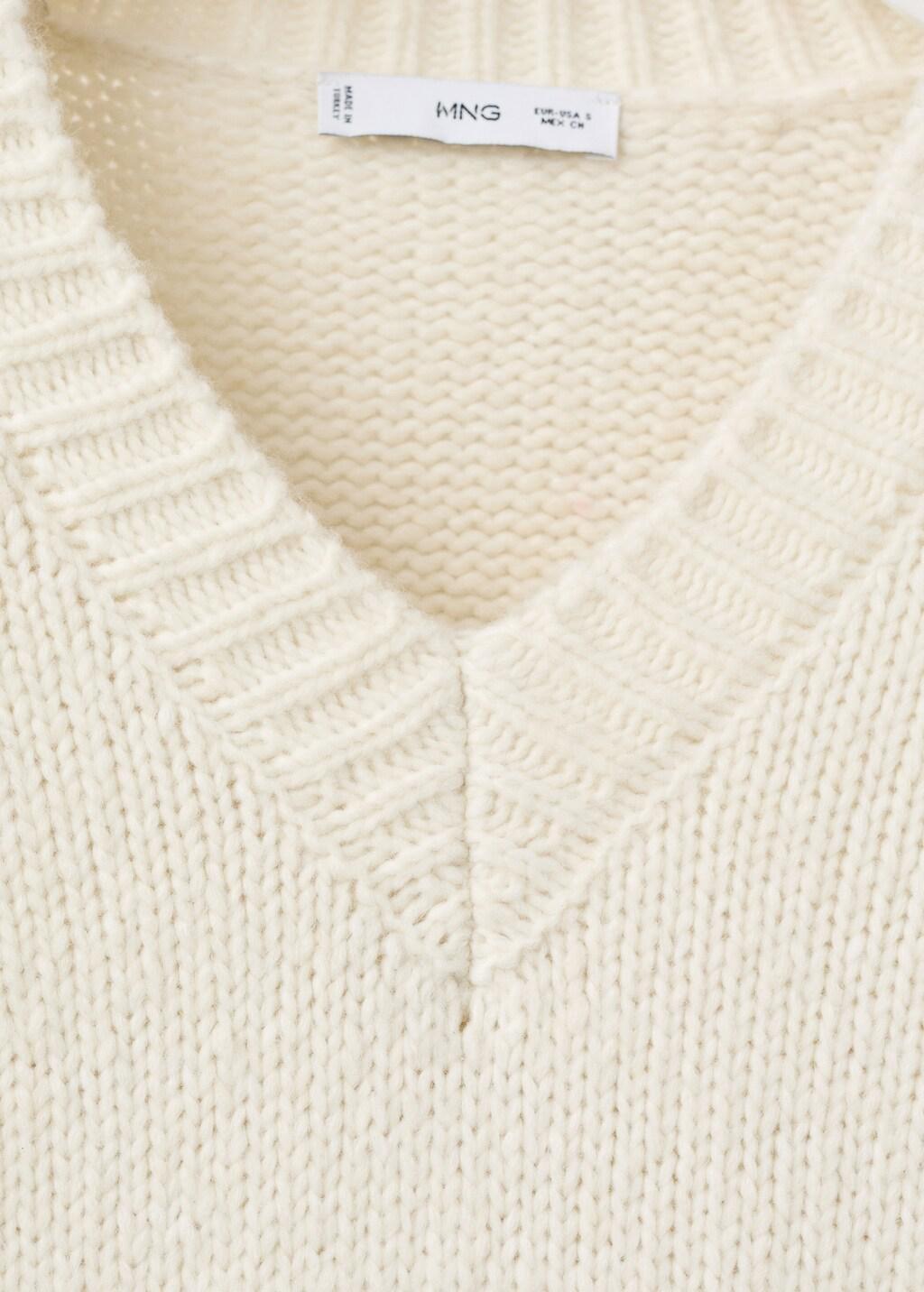 Beige V-Neck Wool Sweater, 0201_05, large image number 1
