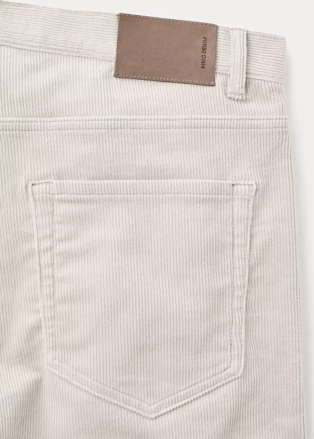 Beige Corduroy Regular-Fit Trousers, Light Beige, large image number 5